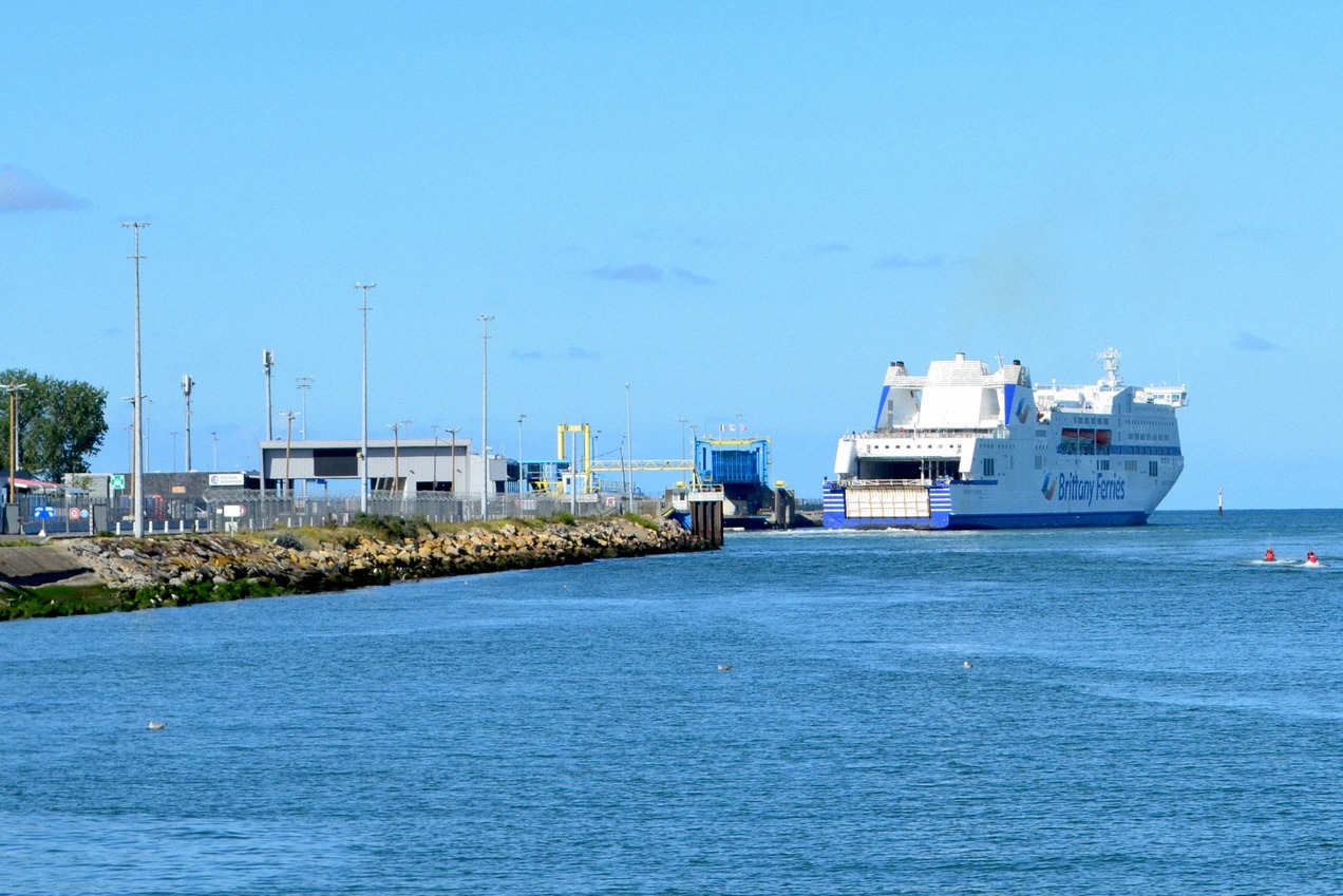 Ferry at the terminal of Ouistreham, the ferry port for Caen in Normandy