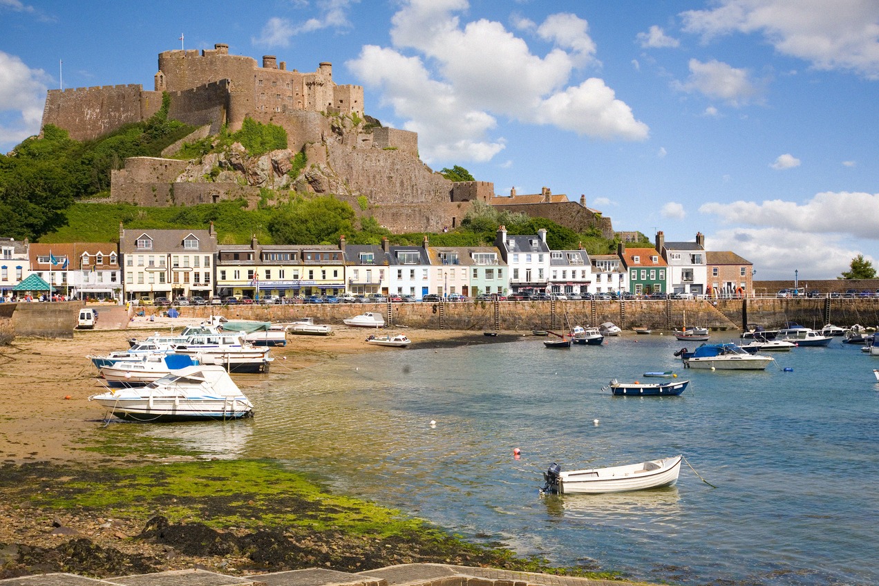 Mont Orgueil Castle above the fishing harbour of Gorey, half an hour from St Helier.